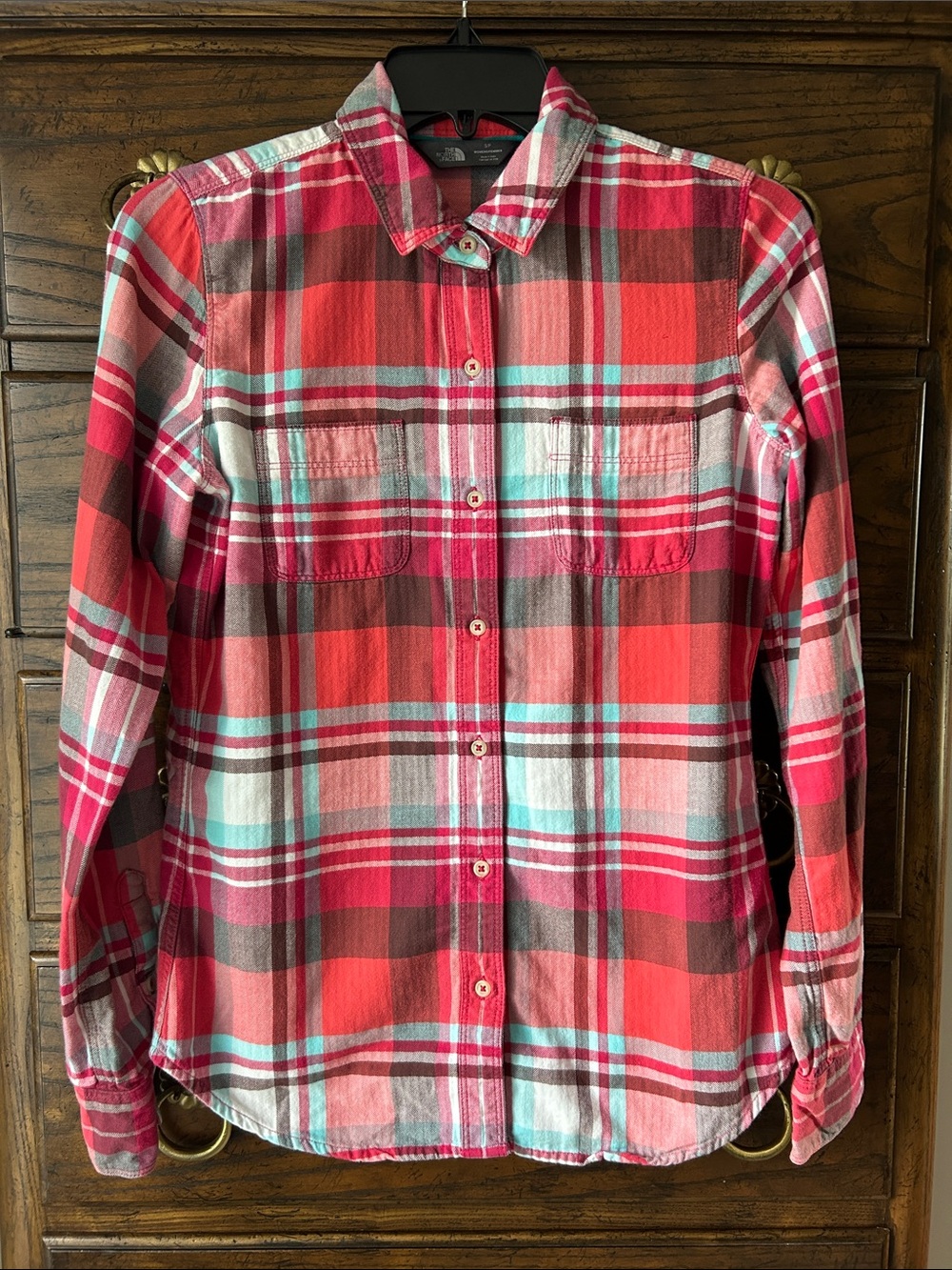 The North Face Women’s Soft Cotton Red Plaid Button-Up Shirt, Size S